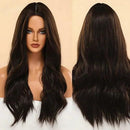 Peruca Feminina Lace Longa Ondulada Natural Castanho Escuro