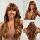 Peruca Longa com Franja em Camadas Natural
