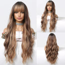 Peruca Lace Longa Ondulada Cabelo Natural com Franja