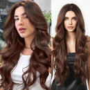Peruca Feminina Lace Longa Ondulada Natural Castanho Escuro