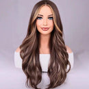 Peruca Feminina Lace Longa Ondulada Natural Castanho Escuro