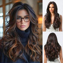 Peruca Feminina Lace Longa Ondulada Natural Castanho Escuro