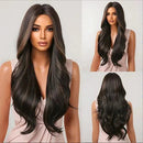 Peruca Feminina Lace Longa Ondulada Natural Castanho Escuro