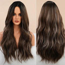 Peruca Feminina Lace Longa Ondulada Natural Castanho Escuro