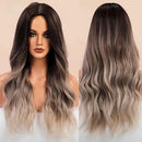 Peruca Feminina Lace Longa Ondulada Natural Castanho Escuro