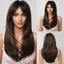 Peruca Lace Longa em Camadas com Franja Natural