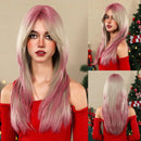 Peruca Lace Longa em Camadas com Franja Natural