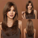 Peruca Lace Longa em Camadas com Franja Natural