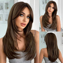 Peruca Lace Longa em Camadas com Franja Natural