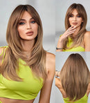 Peruca Lace Feminina Média em Camadas com Franja Natural