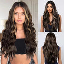 Peruca Feminina Lace Longa Ondulada Natural Castanho Escuro