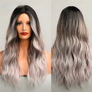 Peruca Lace Longa Ondulada Natural Grisalho