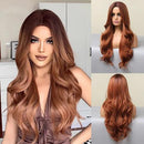 Peruca Lace Longa Ondulada Natural Ruiva