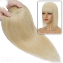 Topo de Cabelo Invisível 100% Humano Liso com  Franja