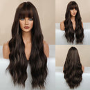 Peruca Lace Longa Ondulada Cabelo Natural com Franja