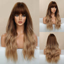 Peruca Lace Longa Ondulada Cabelo Natural com Franja