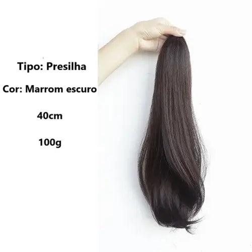 Aplique Rabo de Cavalo Liso Repicado com Presilha 40cm