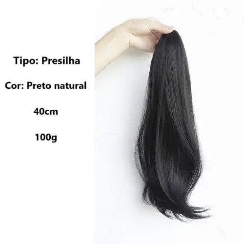 Aplique Rabo de Cavalo Liso Repicado com Presilha 40cm