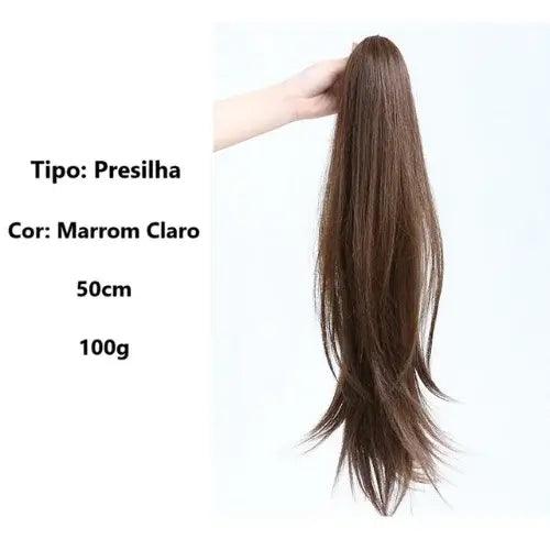 Aplique Rabo de Cavalo Liso Repicado com Presilha 40cm