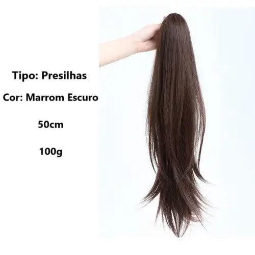 Aplique Rabo de Cavalo Liso Repicado com Presilha 40cm
