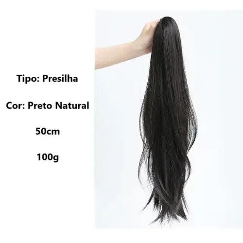 Aplique Rabo de Cavalo Liso Repicado com Presilha 40cm
