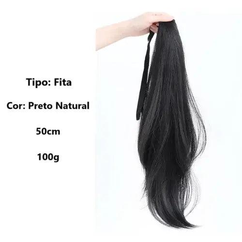Aplique Rabo de Cavalo Liso Repicado com Presilha 40cm