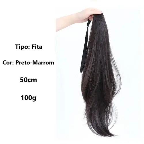 Aplique Rabo de Cavalo Liso Repicado com Presilha 40cm