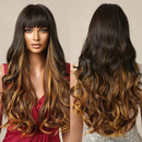 Peruca Longa com Franja em Camadas Natural