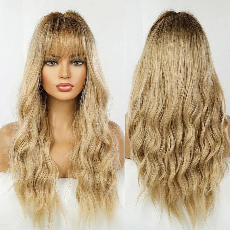 Peruca Lace Longa Ondulada Cabelo Natural com Franja