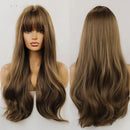 Peruca Lace Longa Ondulada Cabelo Natural com Franja