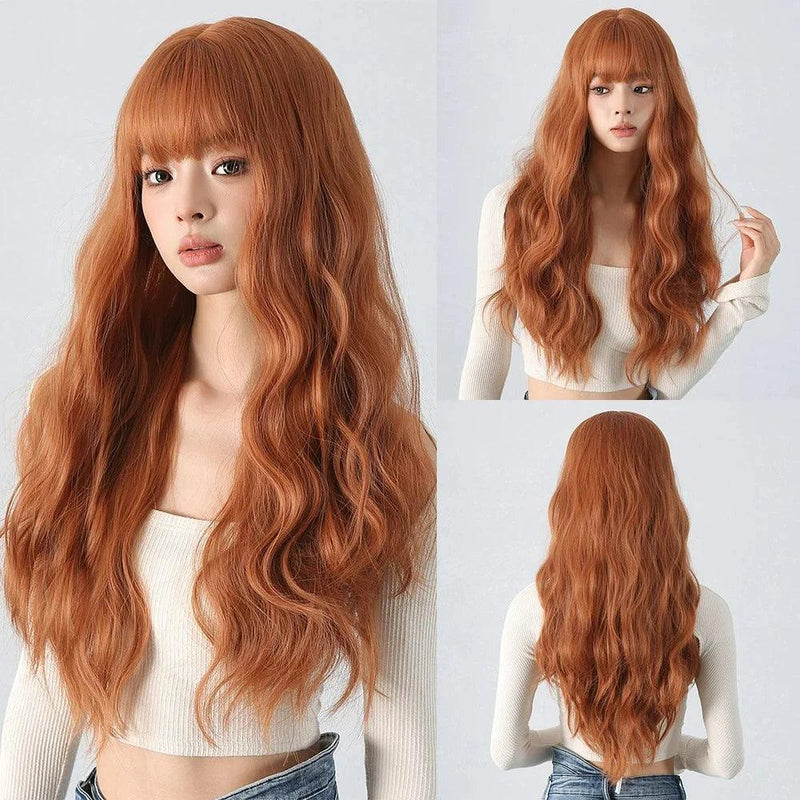 Peruca Lace Longa Ondulada Cabelo Natural com Franja