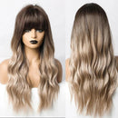 Peruca Lace Longa Ondulada Cabelo Natural com Franja