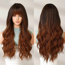 Peruca Lace Longa Ondulada Cabelo Natural com Franja