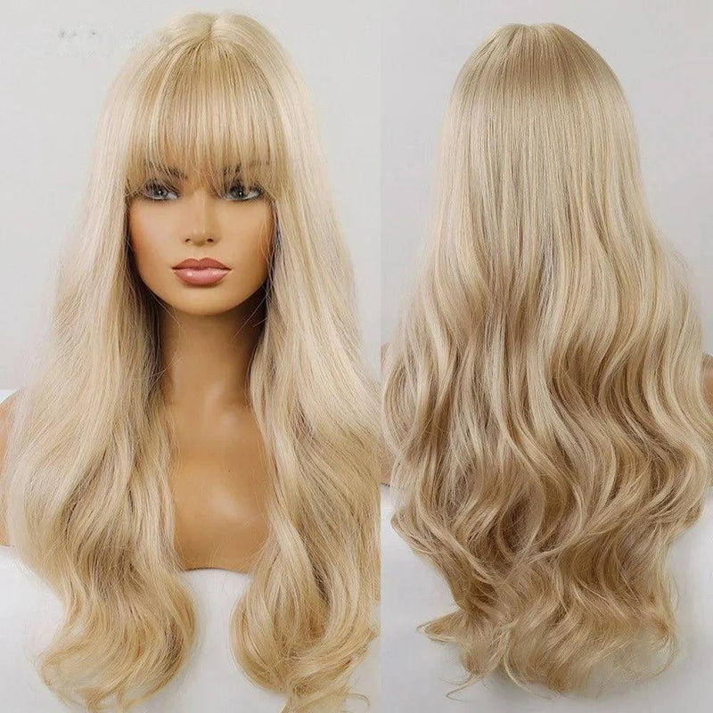 Peruca Lace Longa Ondulada Cabelo Natural com Franja