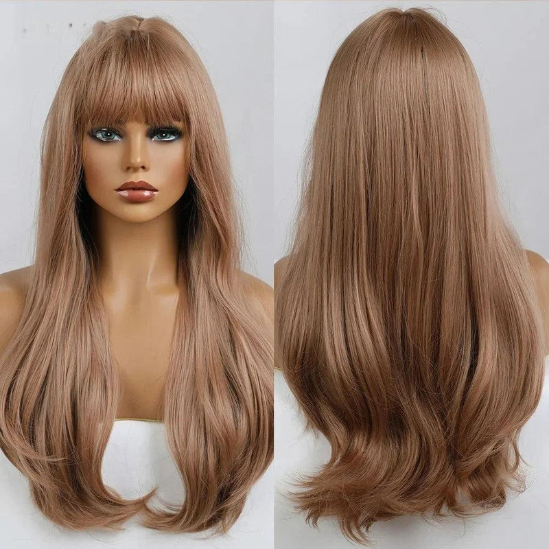 Peruca Lace Longa Ondulada Cabelo Natural com Franja