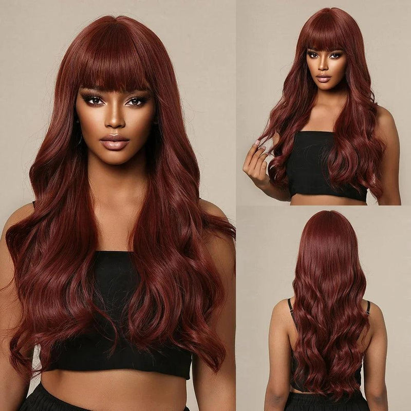 Peruca Lace Longa Ondulada Cabelo Natural com Franja