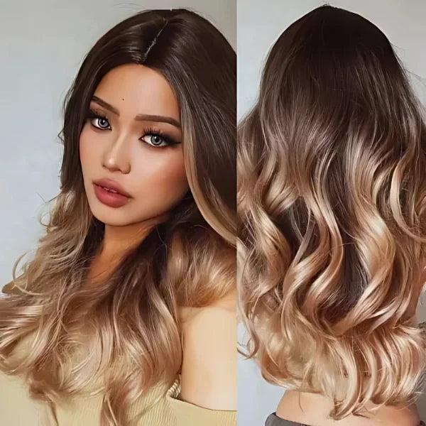 Peruca Lace Front Ondulada Cabelo Médio Natural