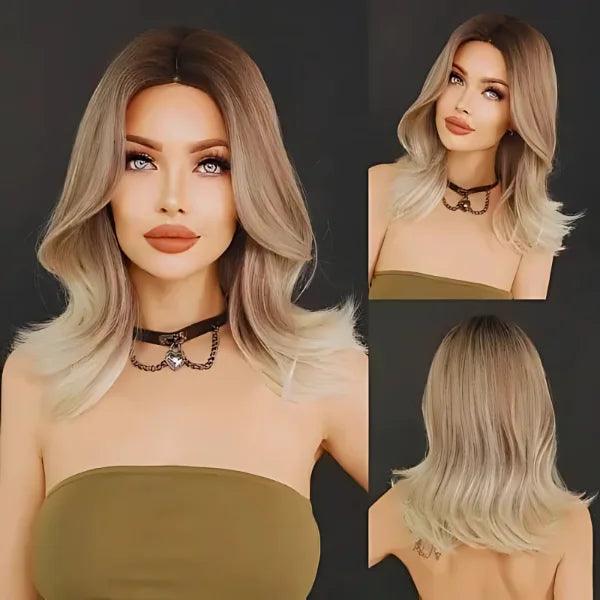 Peruca Lace Front Ondulada Cabelo Médio Natural