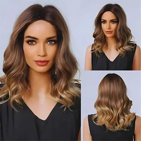 Peruca Lace Front Ondulada Cabelo Médio Natural