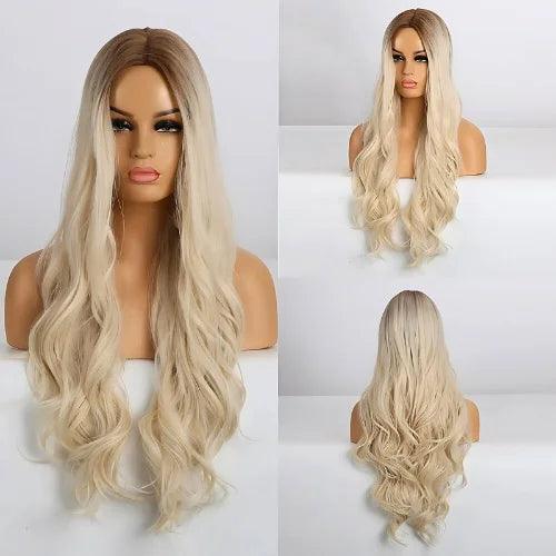 Peruca Feminina Lace Longa Ondulada Loira