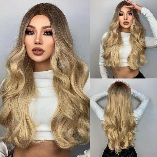 Peruca Feminina Lace Longa Ondulada Loira