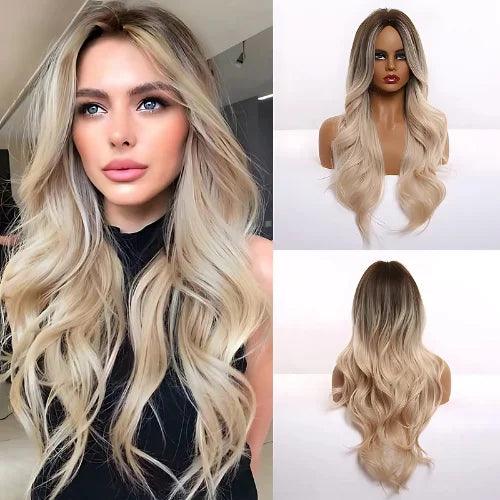 Peruca Feminina Lace Longa Ondulada Loira
