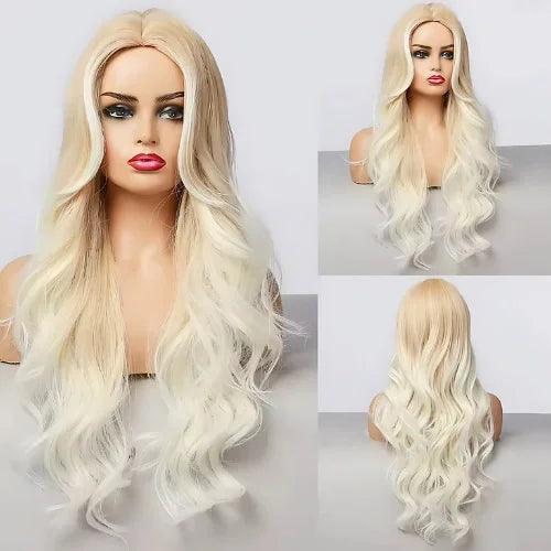 Peruca Feminina Lace Longa Ondulada Loira