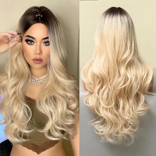 Peruca Feminina Lace Longa Ondulada Loira