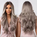 Peruca Lace Longa Ondulada Natural Grisalho