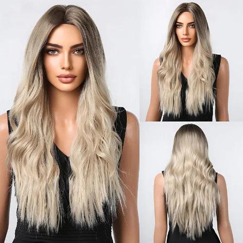 Peruca Feminina Lace Longa Ondulada Loira