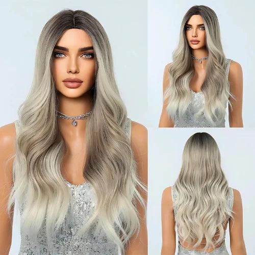 Peruca Feminina Lace Longa Ondulada Loira