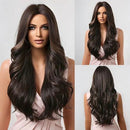 Peruca Feminina Lace Longa Ondulada Natural Castanho Escuro