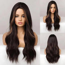 Peruca Feminina Lace Longa Ondulada Natural Castanho Escuro