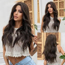 Peruca Feminina Lace Longa Ondulada Natural Castanho Escuro